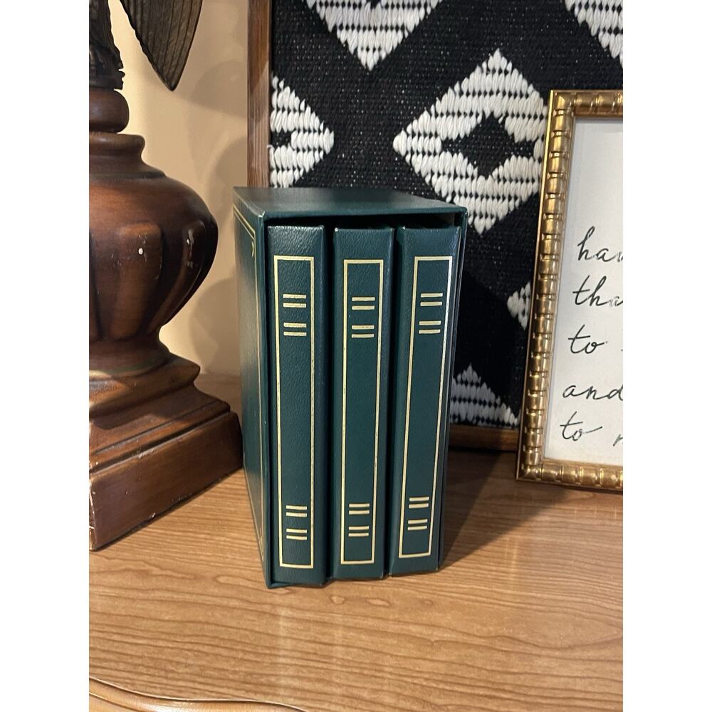 Vintage Burnes Green Gold Photo Album Book Set of 3